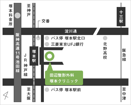 塚本クリニックへのアクセス地図